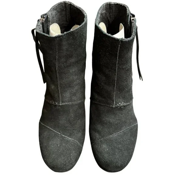 Toms Desert Wedge High Black Suede Size 9 - Picture 4 of 10